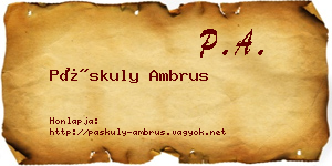 Páskuly Ambrus névjegykártya